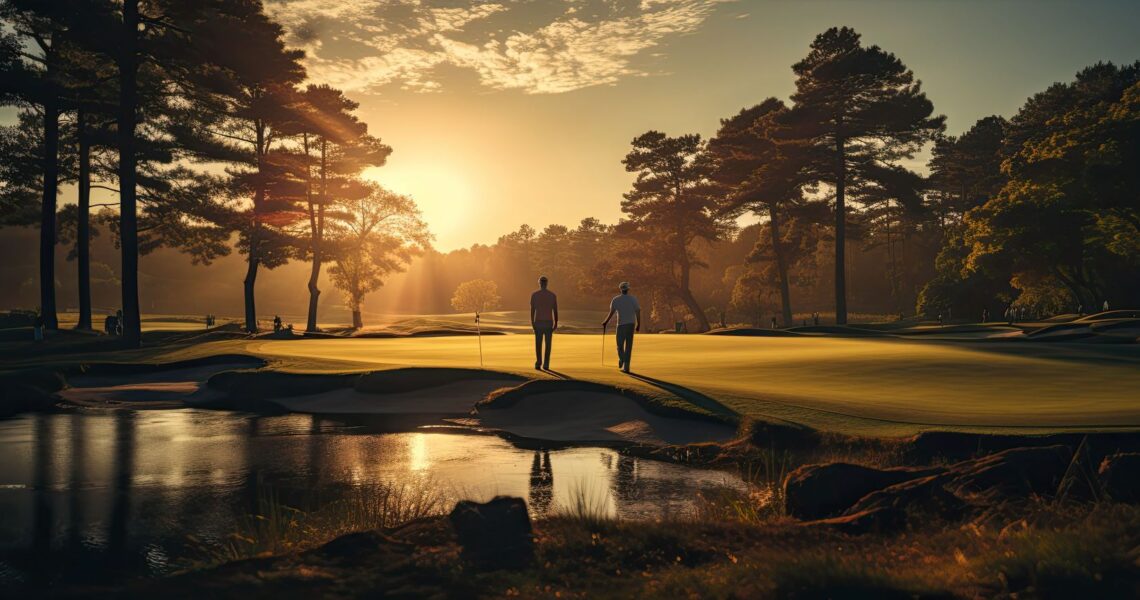Golfplatz mit Sonnenaufgang