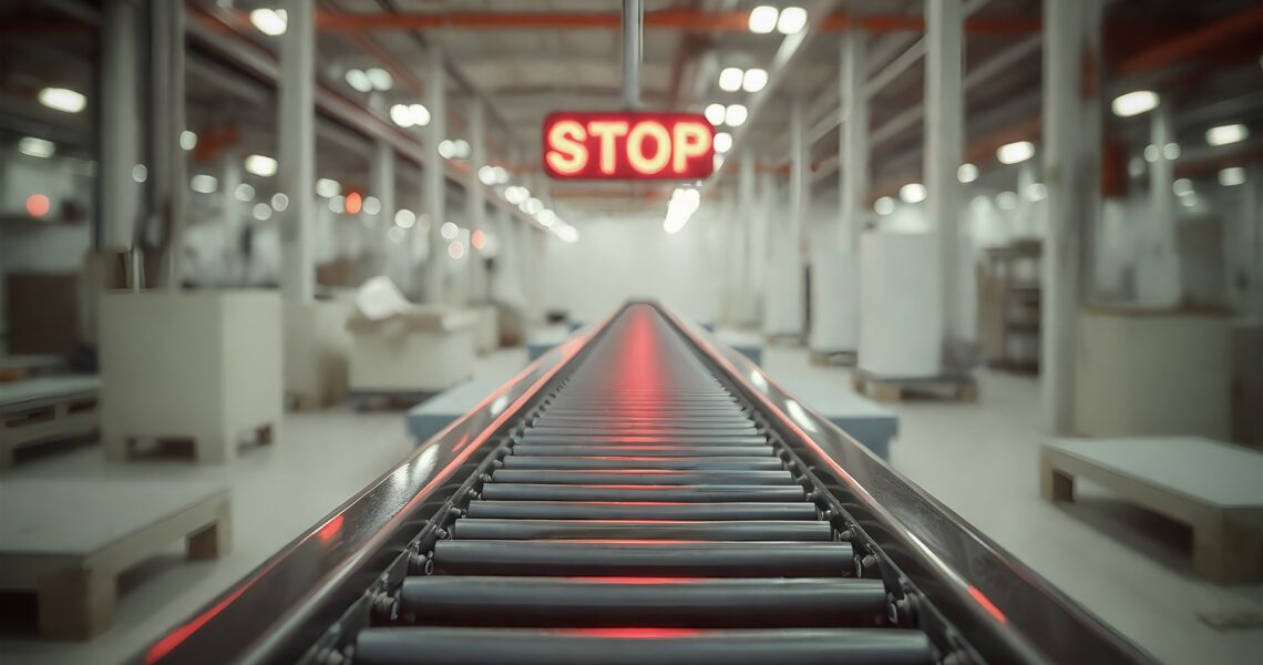 Produktionsstopp in leerer Fertigungshalle | Industrieschlauch